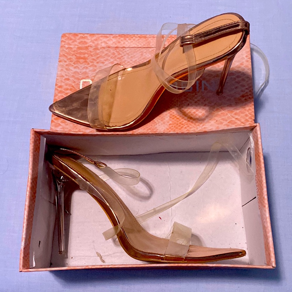 Rose Gold and clear stilettos